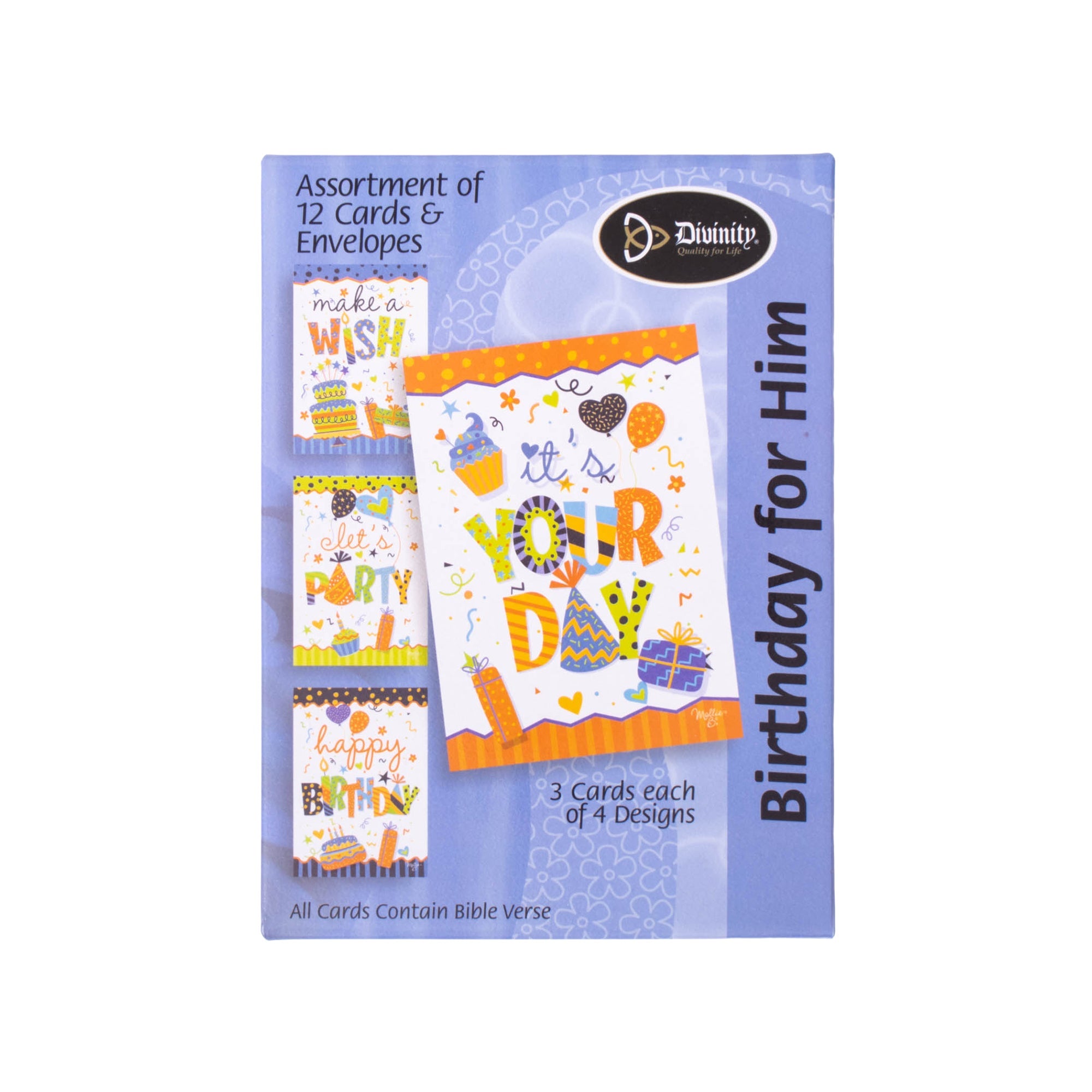 Boxed Greeting Cards: 12CT Birthday for Him - Confetti