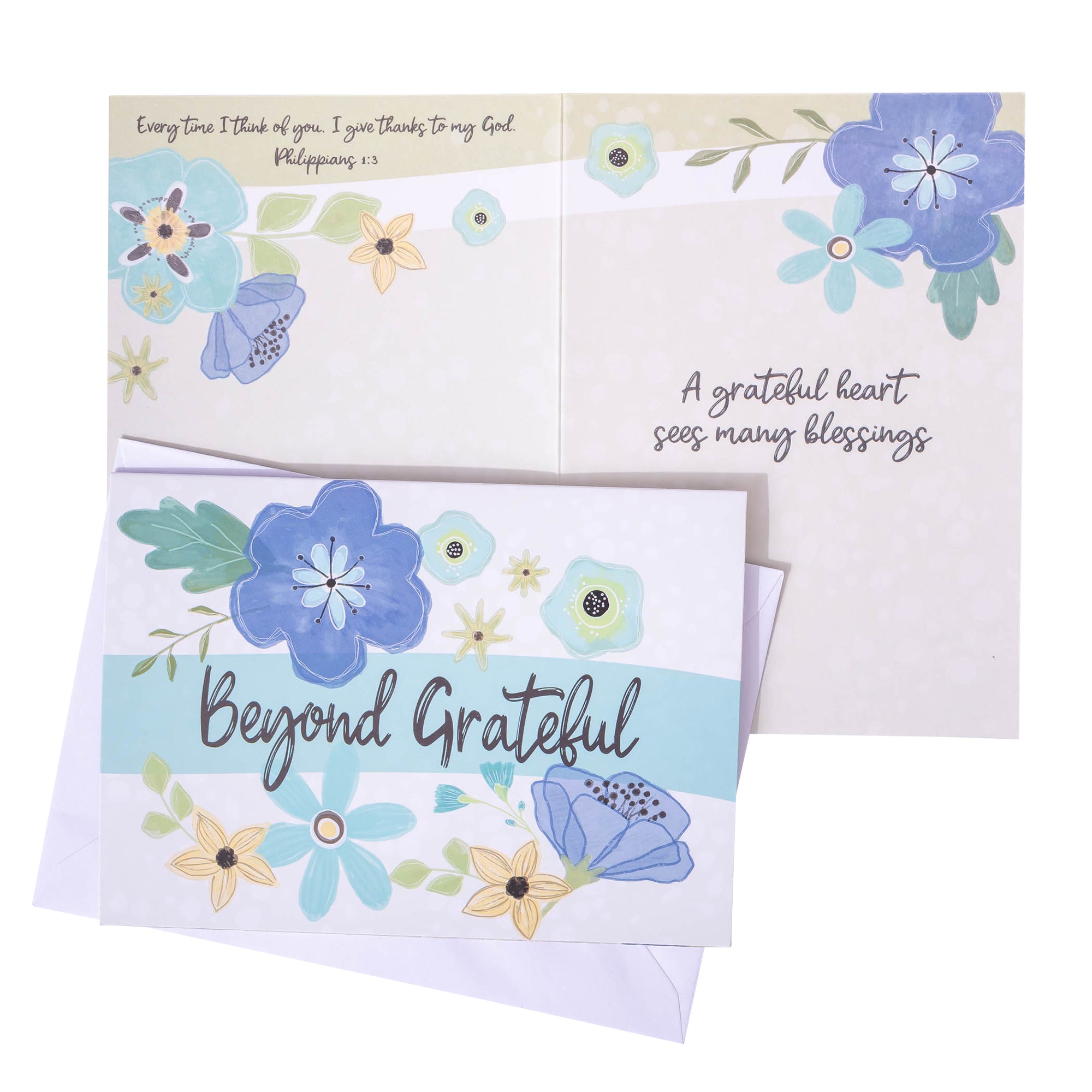 Boxed Greeting Cards: 12CT Thank You - Blue and Teal Floral
