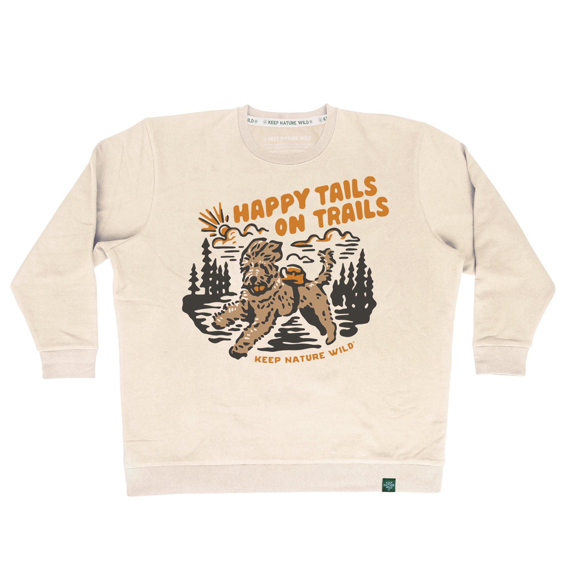 Happy Tails On Trails Crewneck Sweatshirt | Natural