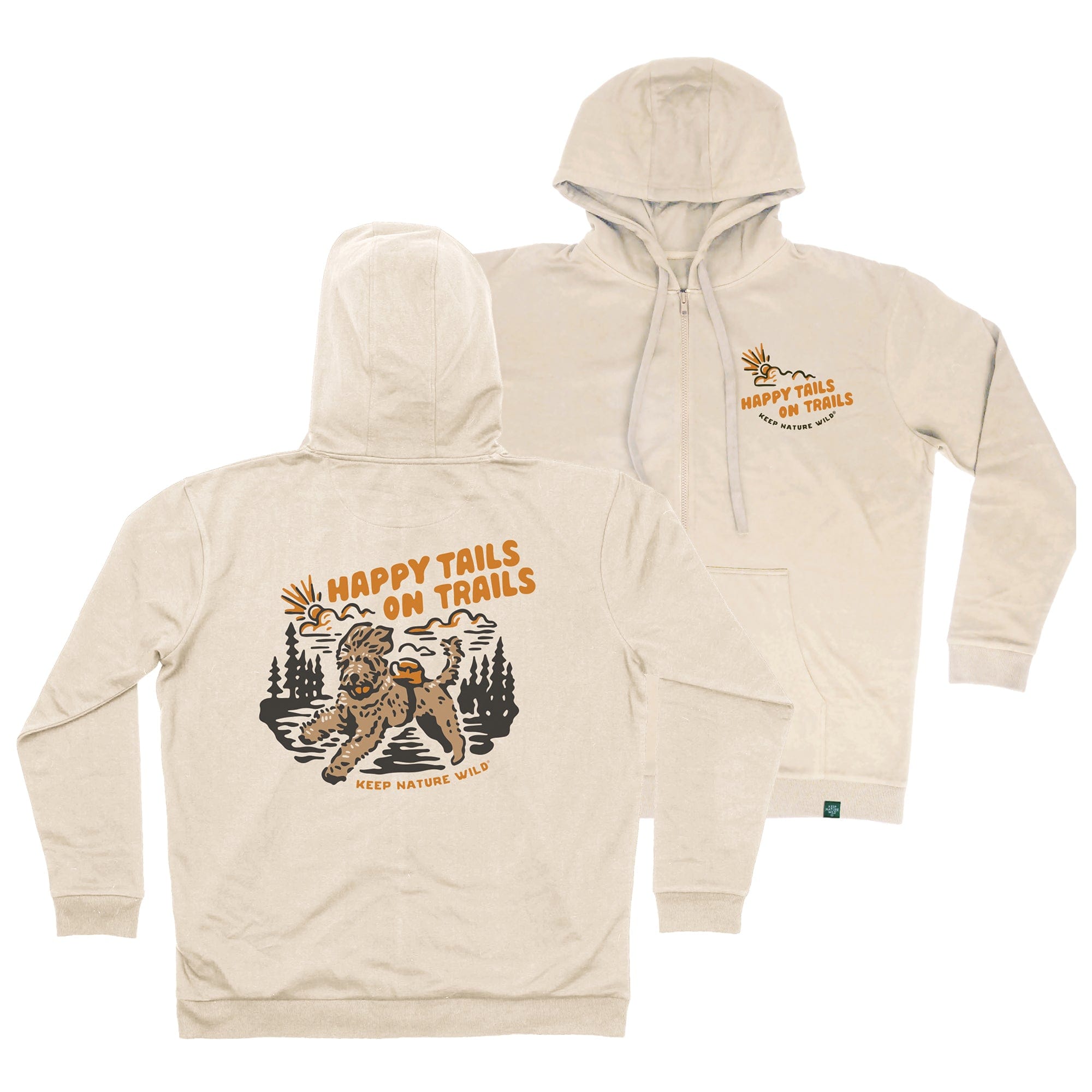 Happy Tails On Trails Zip-Up Hoodie | Natural