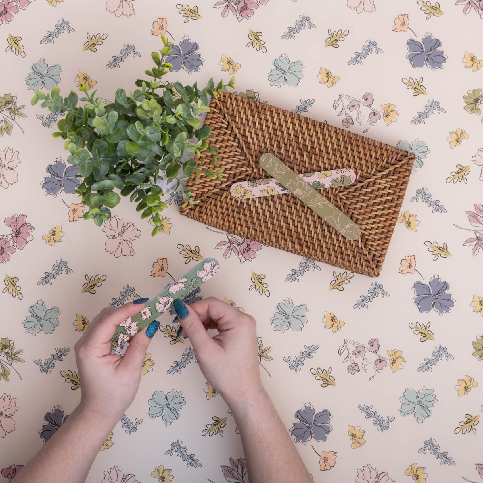 Emery Board Set: Wild Blossom Olive/Pink