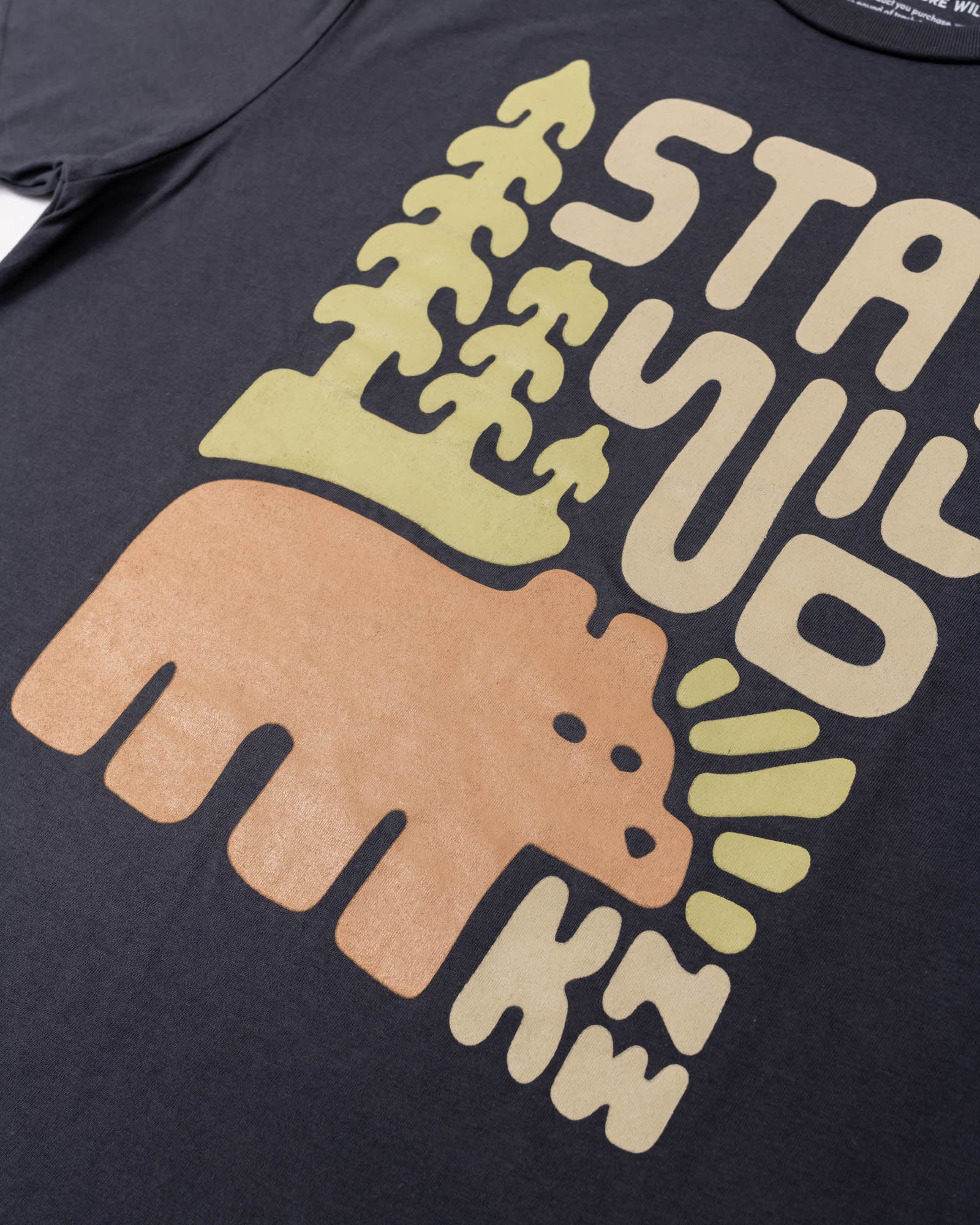 Stay Wild Grizzly Unisex Tee | Coal