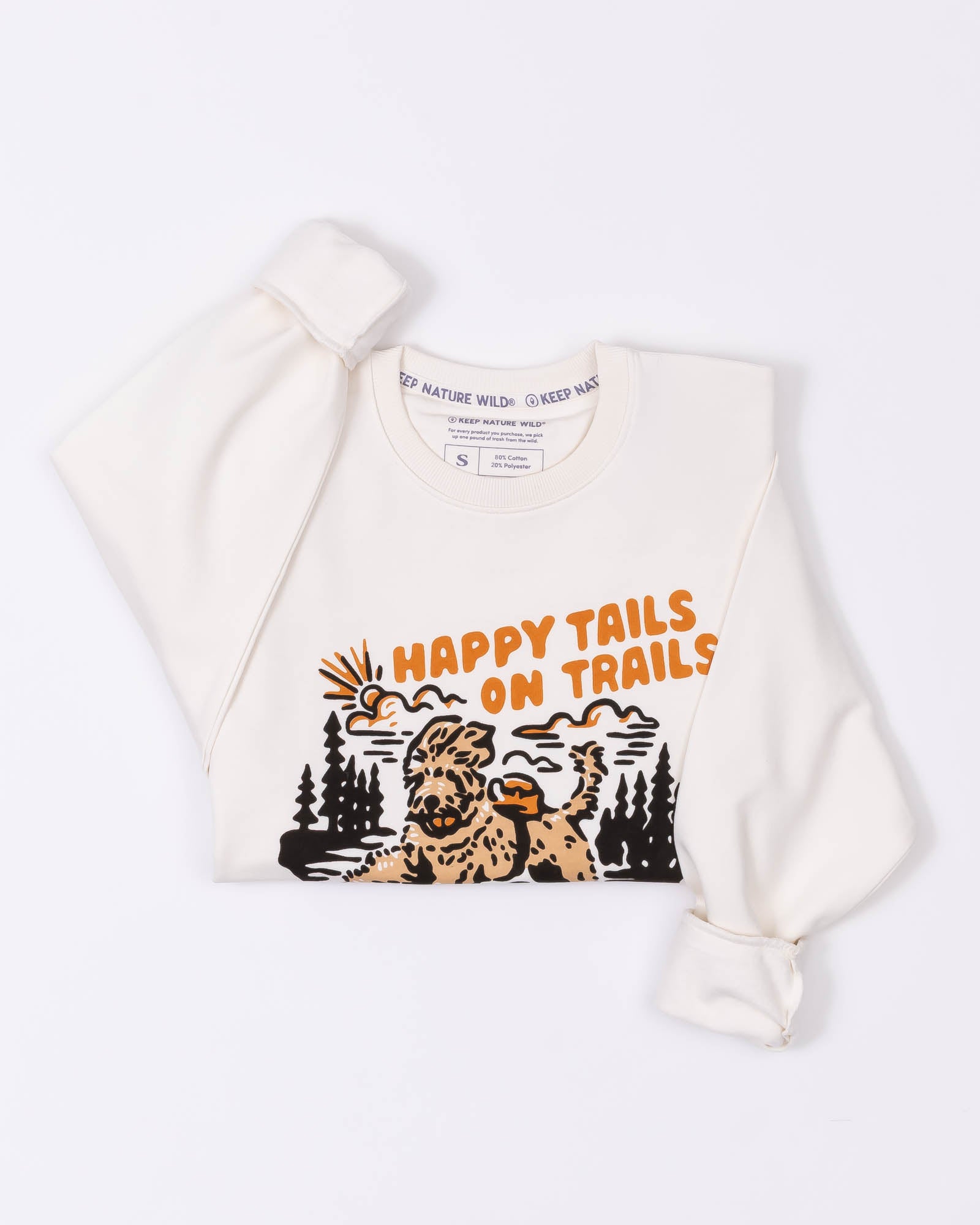 Happy Tails On Trails Crewneck Sweatshirt | Natural