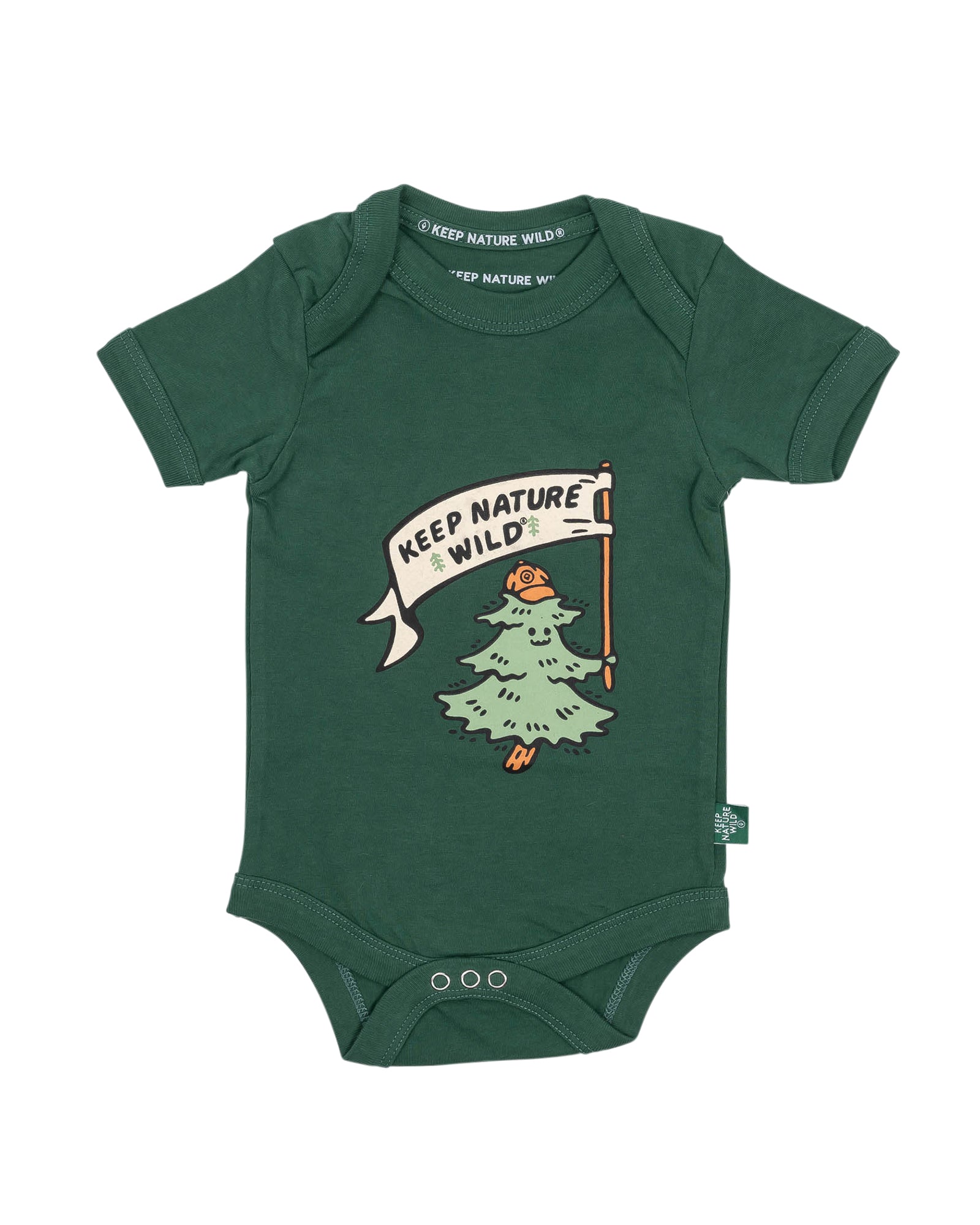 Happy Camper Pine Baby Bodysuit | Heather Forest