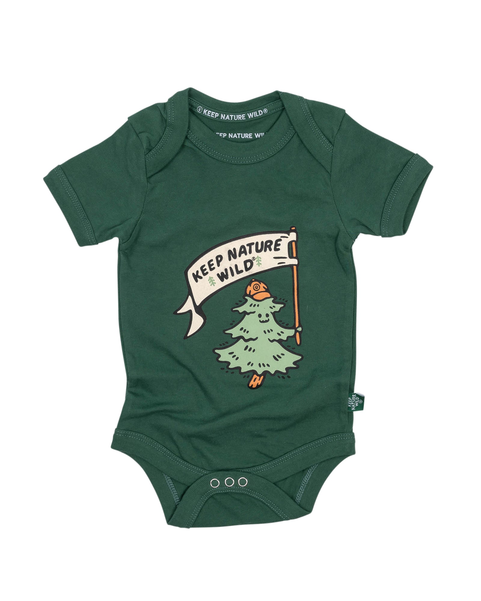 Happy Camper Pine Baby Bodysuit | Heather Forest