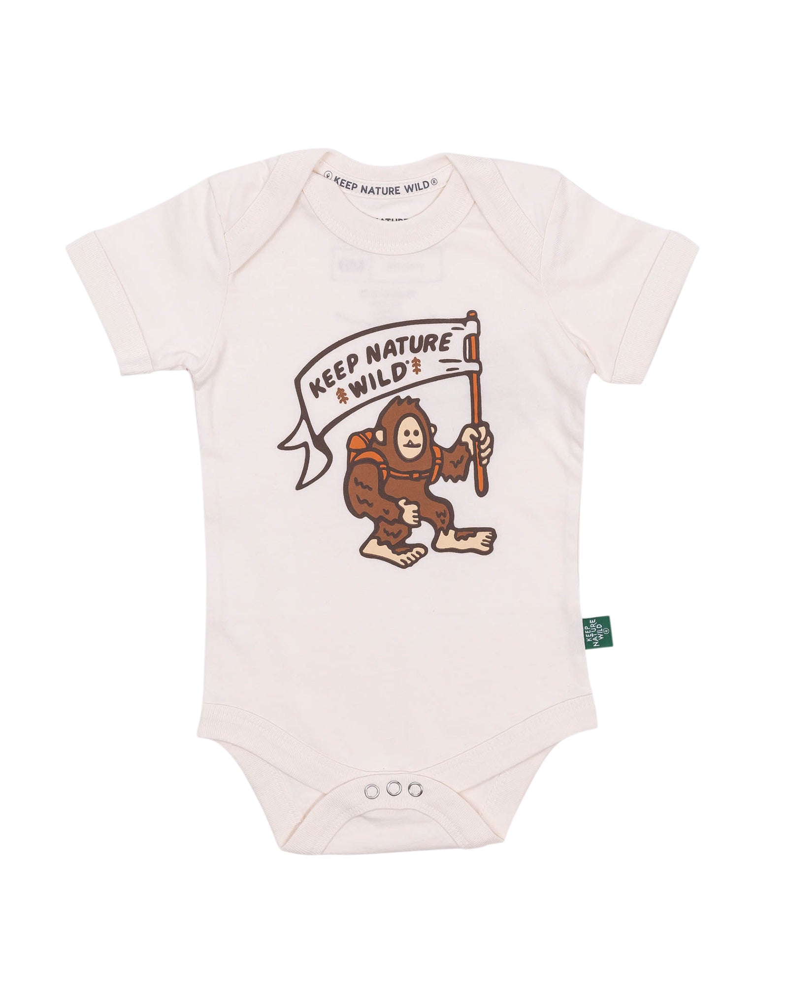 Happy Camper Squatch Baby Bodysuit | Natural