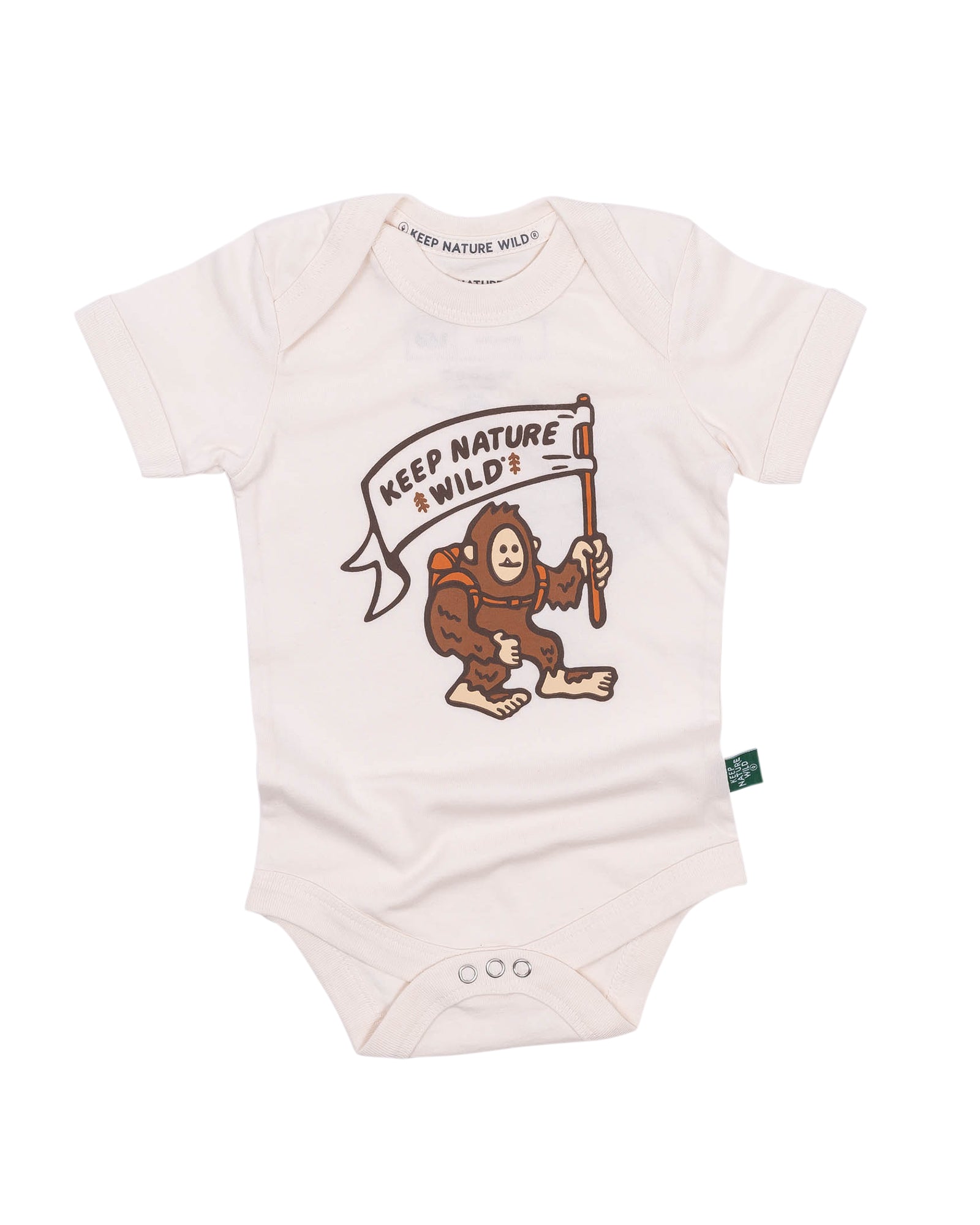 Happy Camper Squatch Baby Bodysuit | Natural