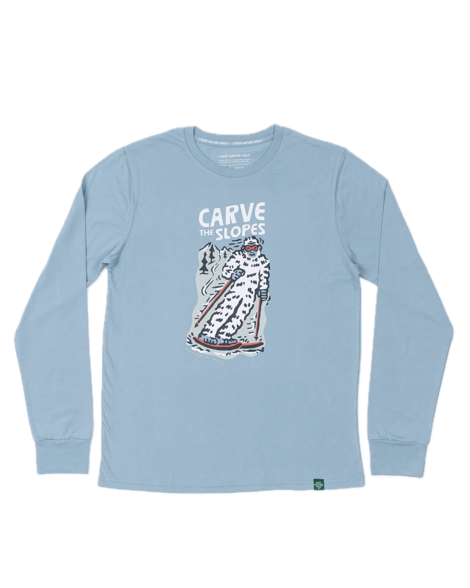 Skiing Sasquatch Unisex Long Sleeve Shirt | Morning Mist