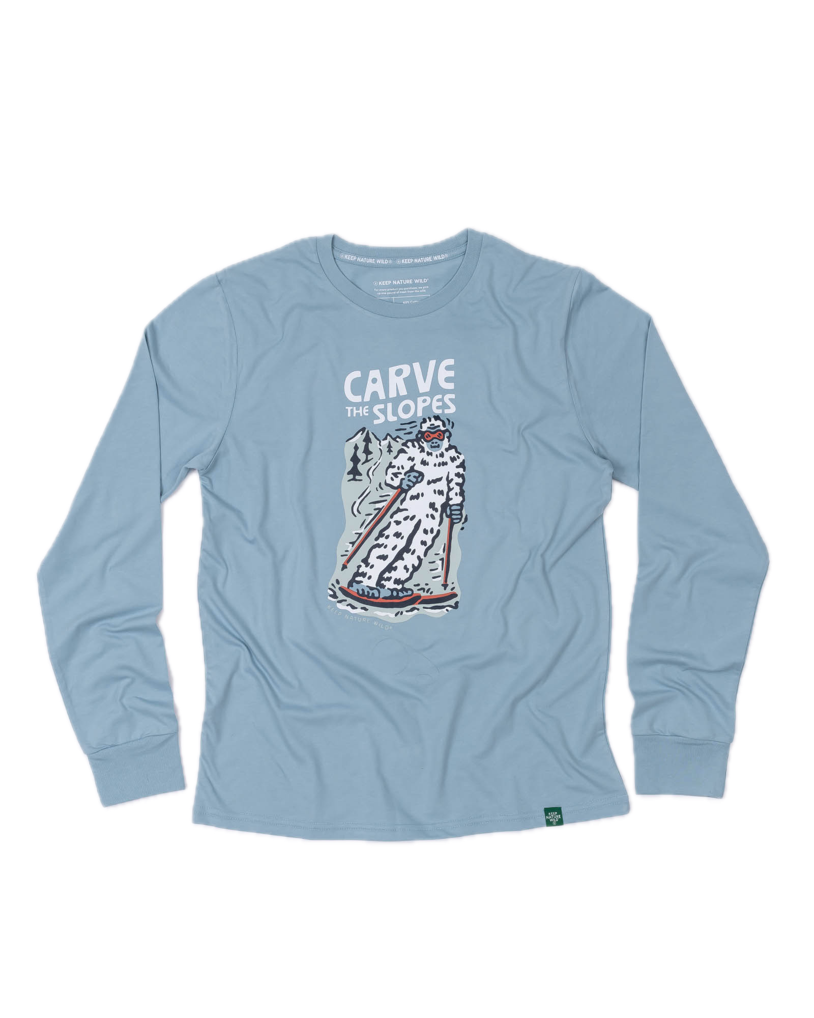 Skiing Sasquatch Unisex Long Sleeve Shirt | Morning Mist