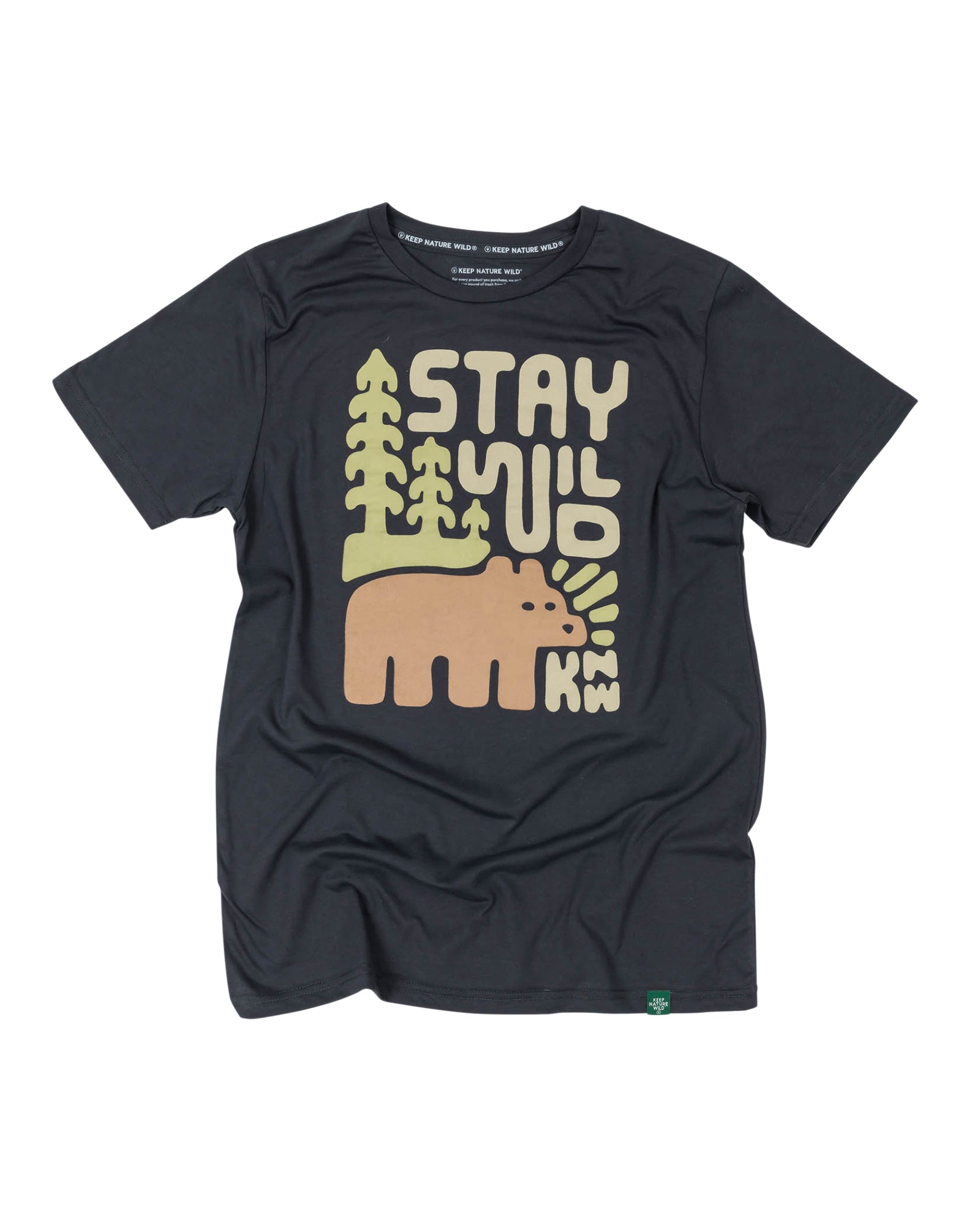 Stay Wild Grizzly Unisex Tee | Coal