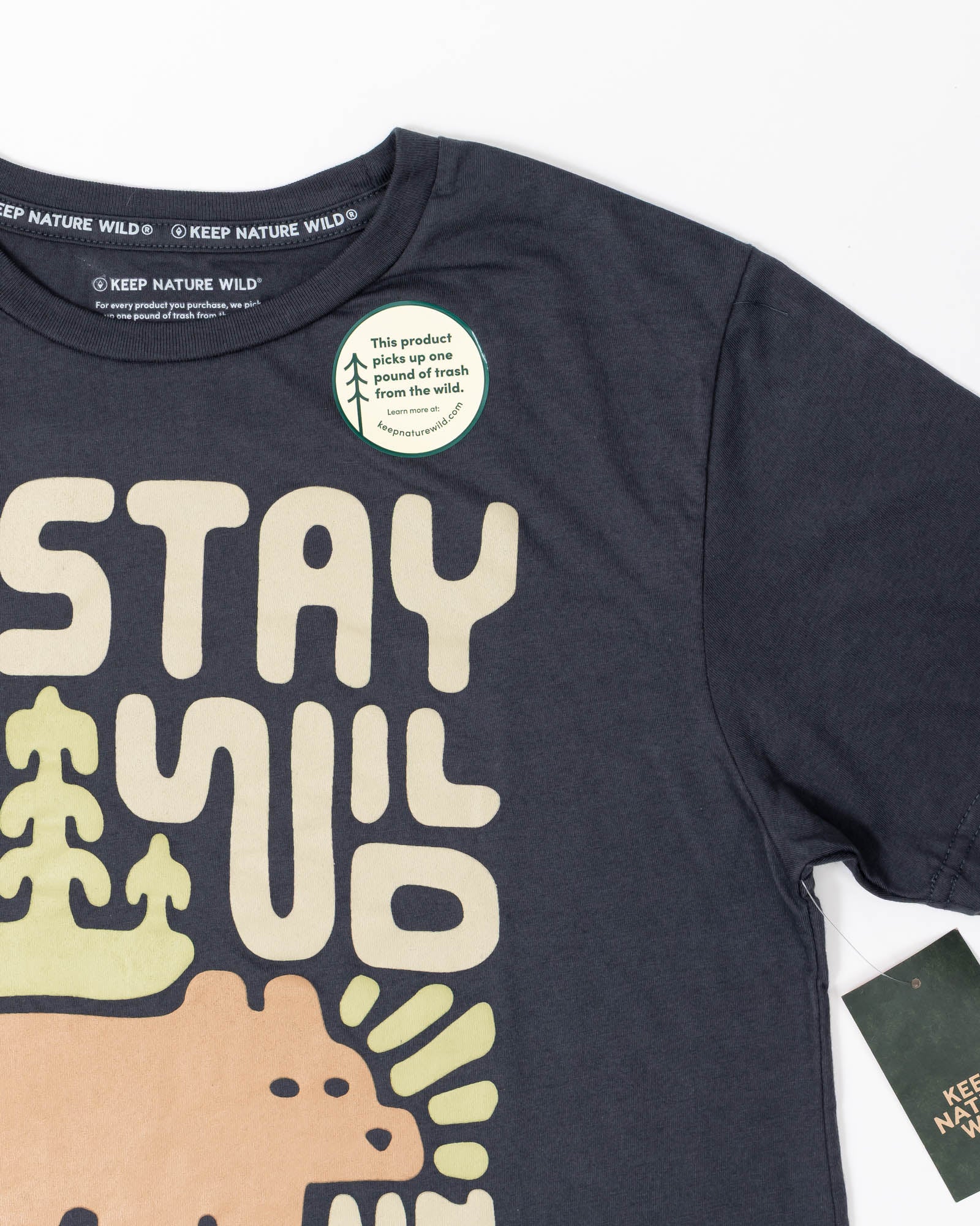 Stay Wild Grizzly Unisex Tee | Coal