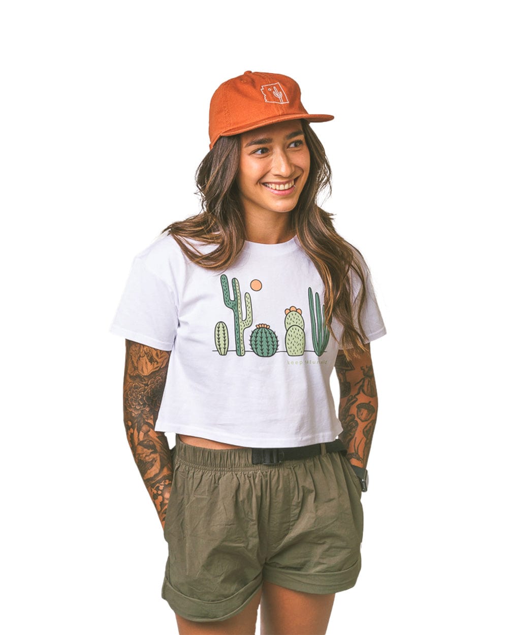 Keep Nature Wild Tee Cactus Friends Women's Crop Tee | White