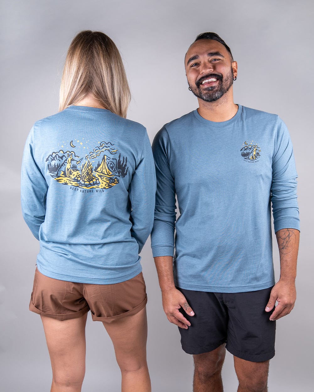 Keep Nature Wild Long Sleeve Campfire Dog Unisex Long Sleeve | Heather Slate