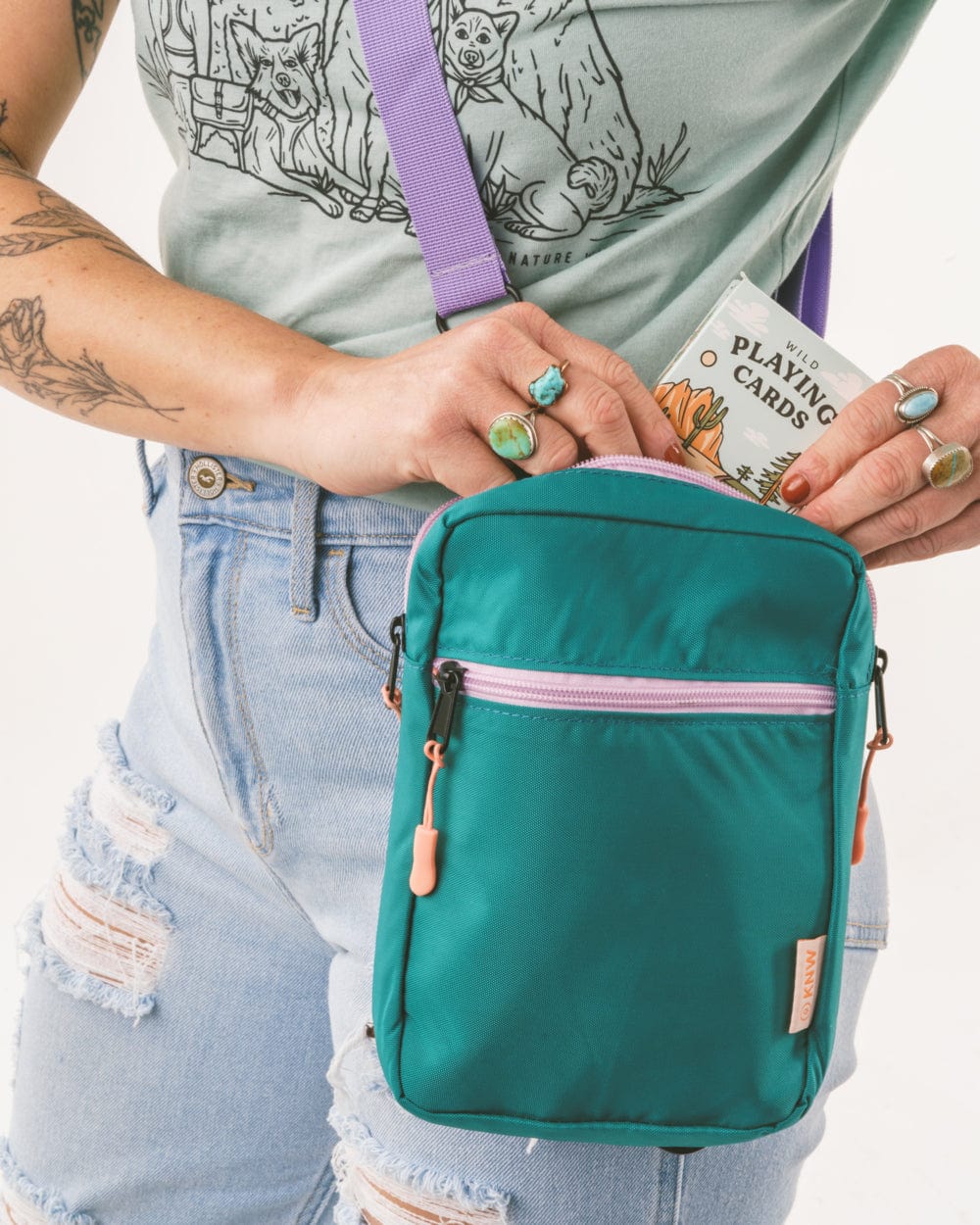 Keep Nature Wild Crossbody Bag Crossbody Bag | Teal/Lavender