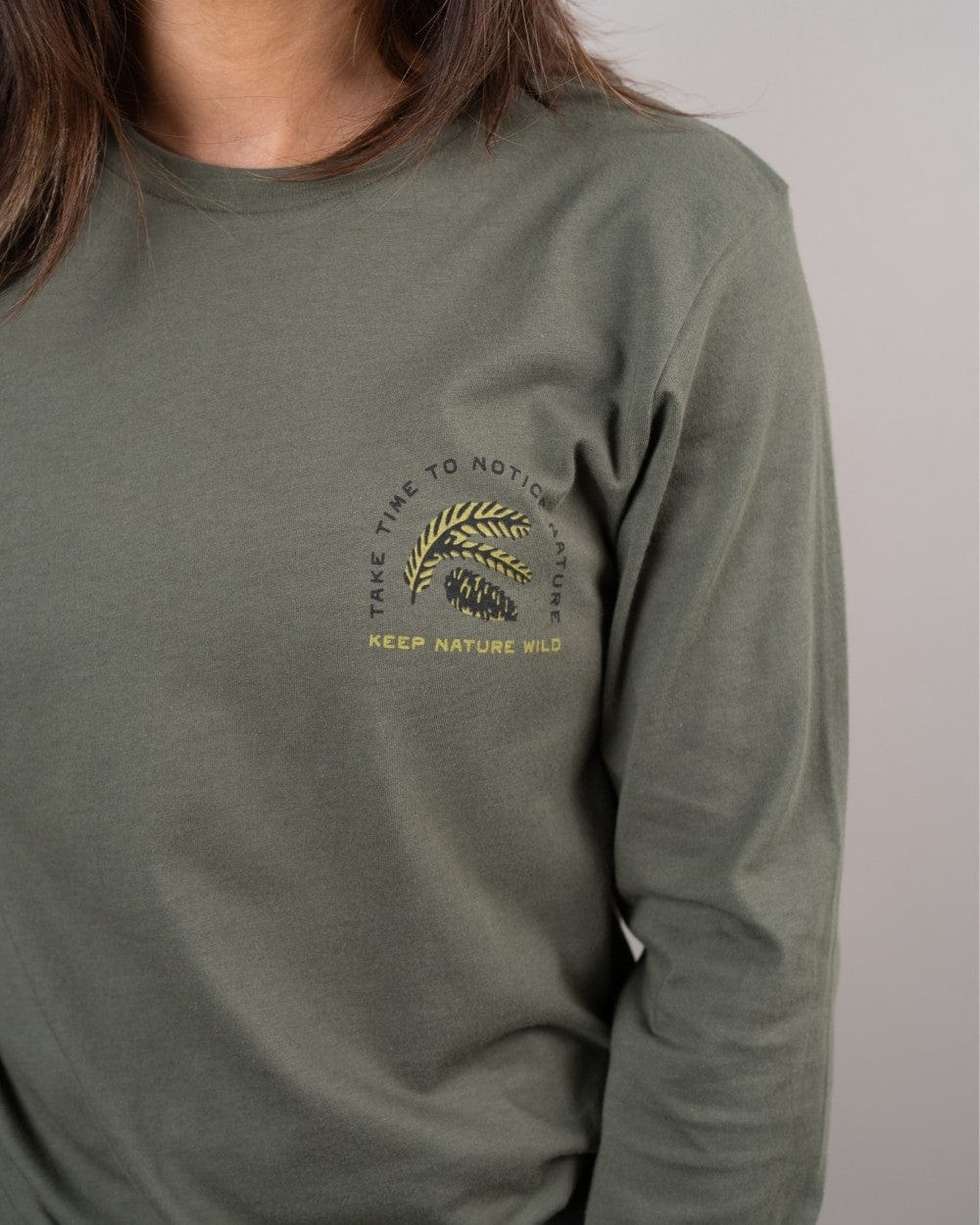 Keep Nature Wild Long Sleeve Nature Study Conifers Unisex Long Sleeve | Olive