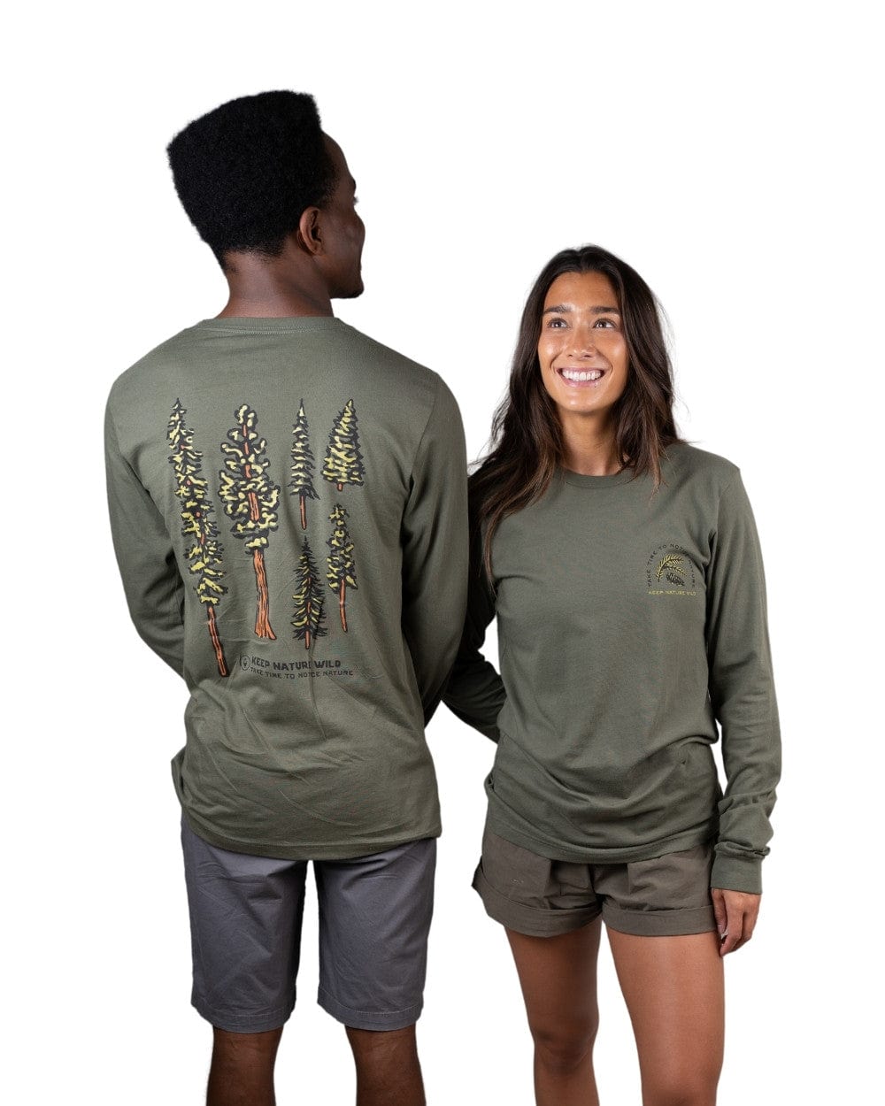 Keep Nature Wild Long Sleeve Nature Study Conifers Unisex Long Sleeve | Olive