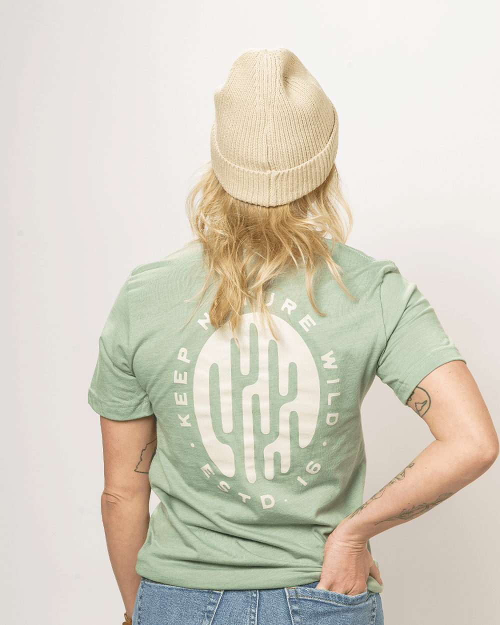 Keep Nature Wild Tee Saguaro Badge Unisex Tee | Heather Sage