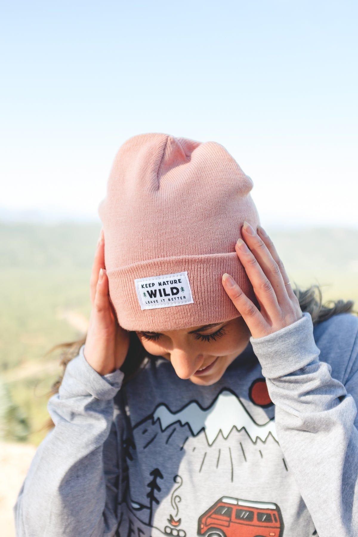 Keep Nature Wild Beanie Twin Pines Cuffed Beanie | Rose