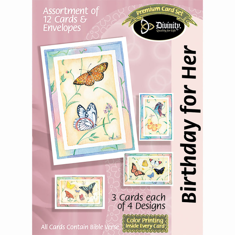 Divinity Boutique Boxed Cards: Birthday For Her, Butterflies