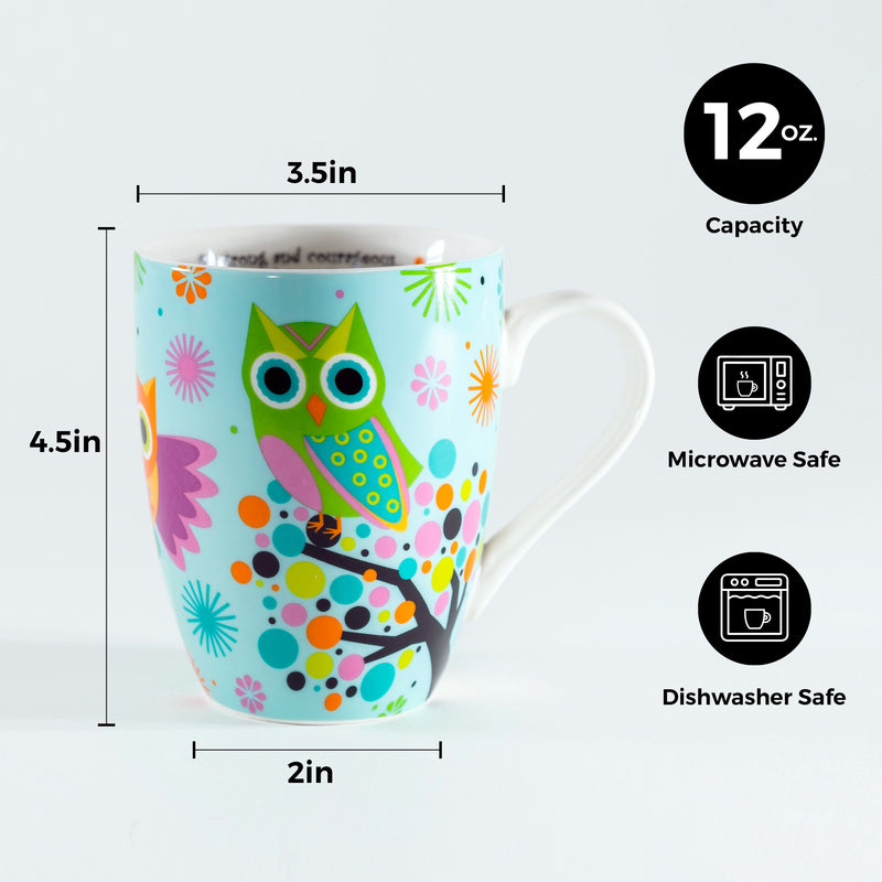 Owls On Tree Ceramic Curvy Mug