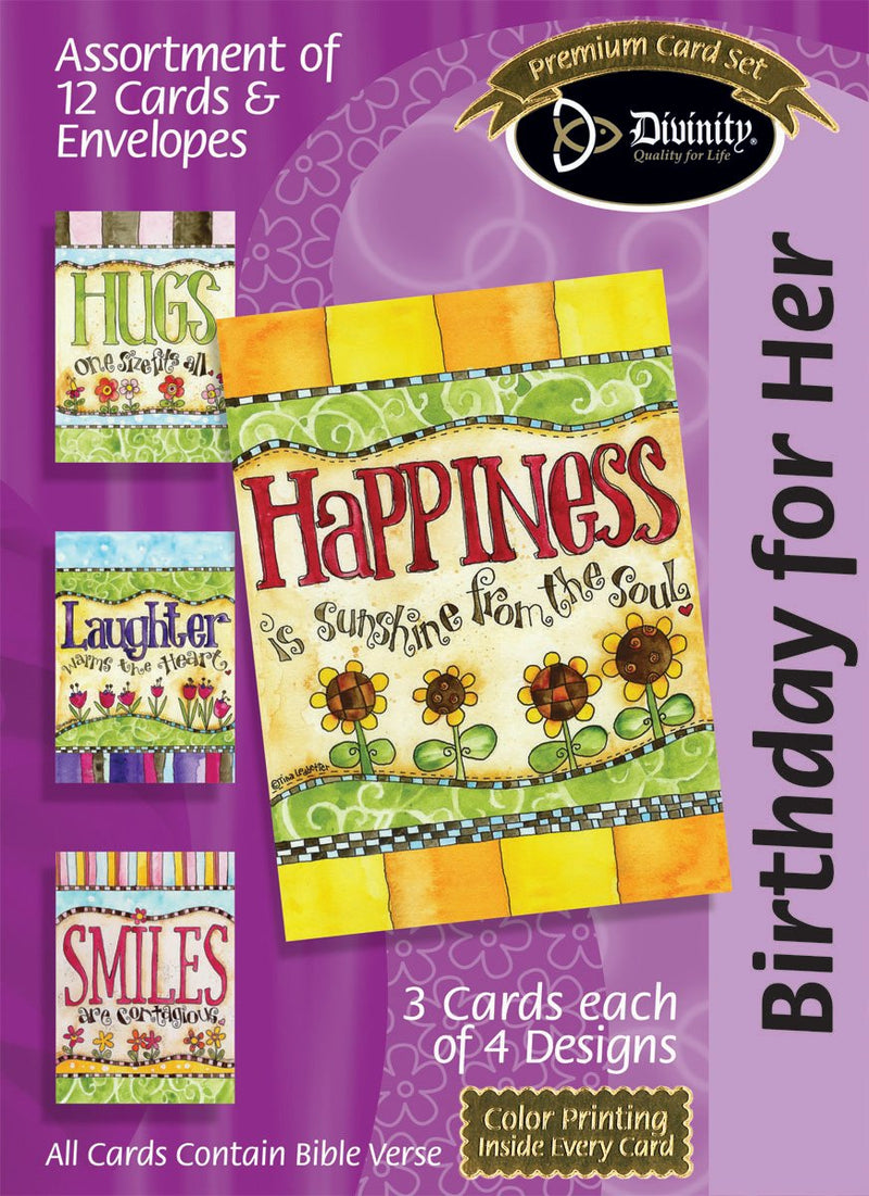 Divinity Boutique Boxed Cards: Birthday For Her, Happiness: Scripture