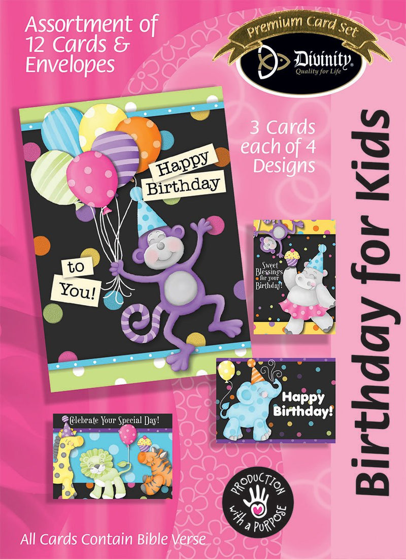 Divinity Boutique Boxed Cards: Birthday For Kids, Party Animals