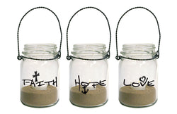 Mason Jar Lanterns 3-pack: Faith Hope Love