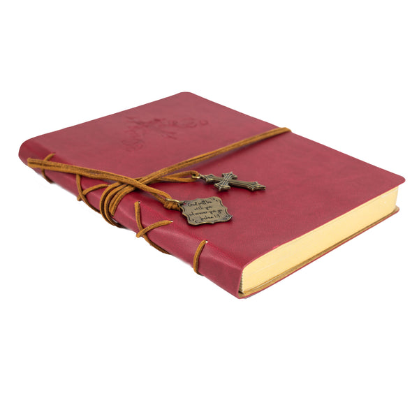 Faux Leather Journal : Cross With Cross Charm Red