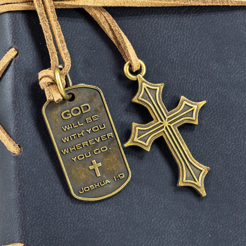 Faux Leather Journal : Man Of God With Cross Charm Black