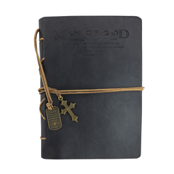 Faux Leather Journal : Man Of God With Cross Charm Black