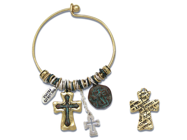 Jewelry: Message Charm Bangle - The Lord's Prayer Bracelet, Tritone