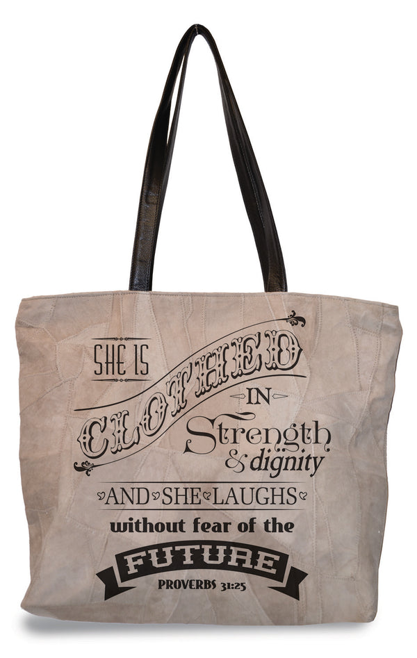 Recycled Leather Small Bag- Proverbs 31:25