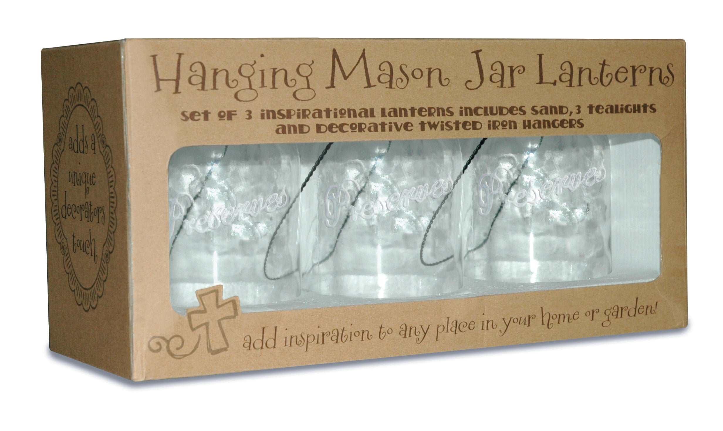 "Preserves" Mason Jar Lanterns, set of 3