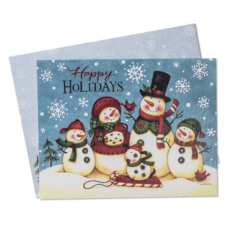 Boxed Christmas Cards: Happy Holidays Snowmen Family