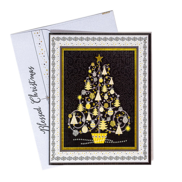Boxed Christmas Cards: Silver And Gold Tree