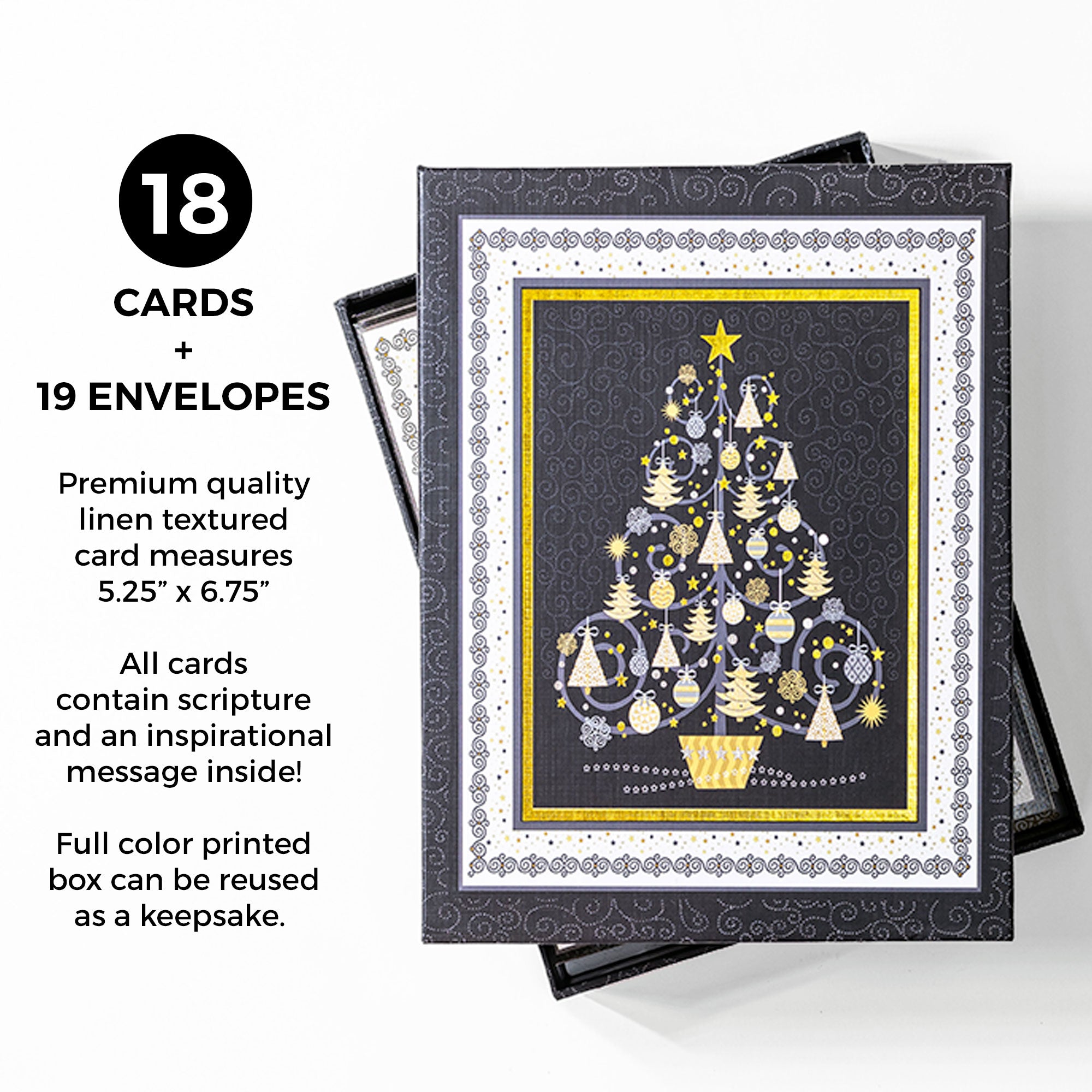 Boxed Christmas Cards: Silver And Gold Tree