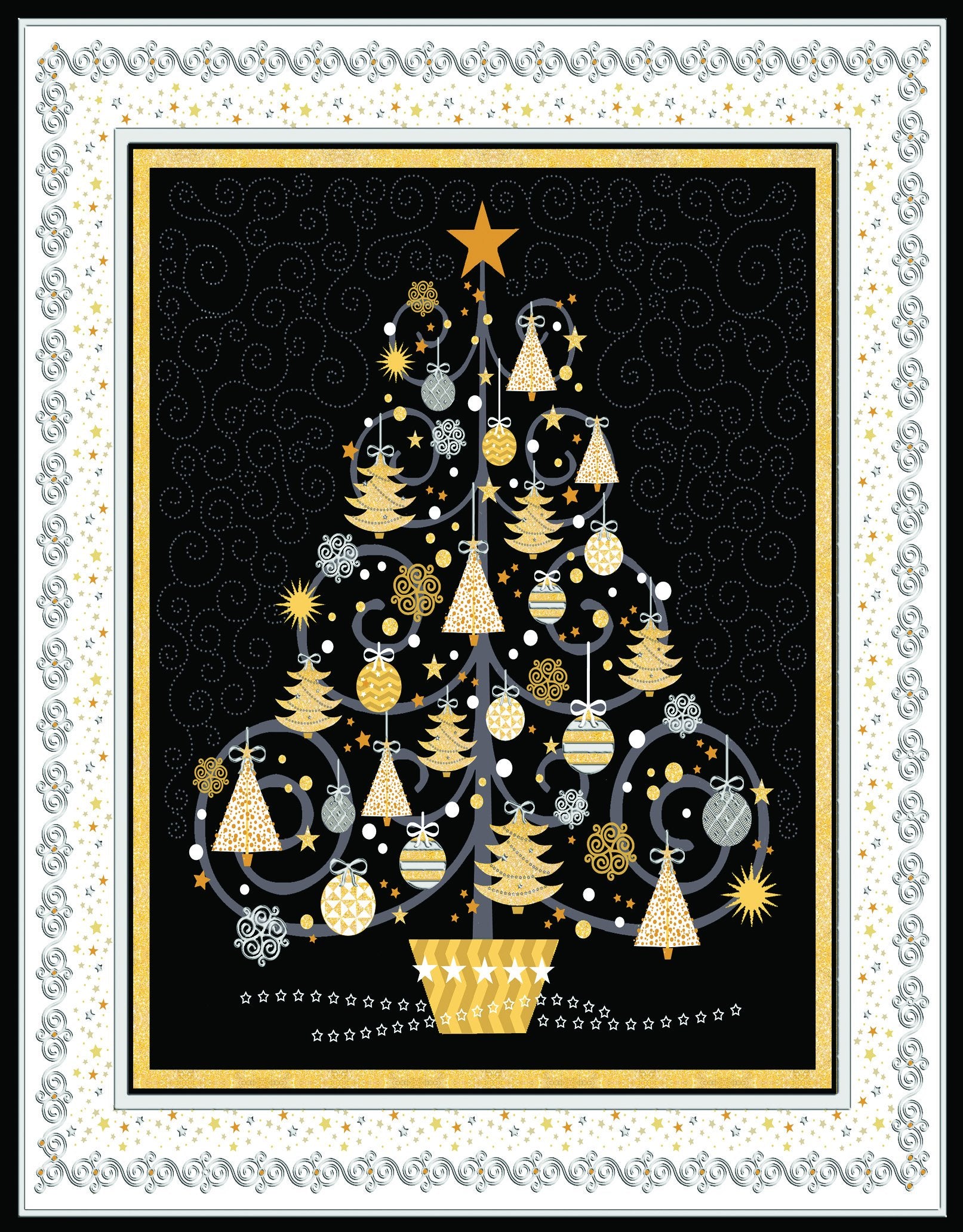 Divinity Boutique Boxed Christmas Cards: Silver And Gold Tree