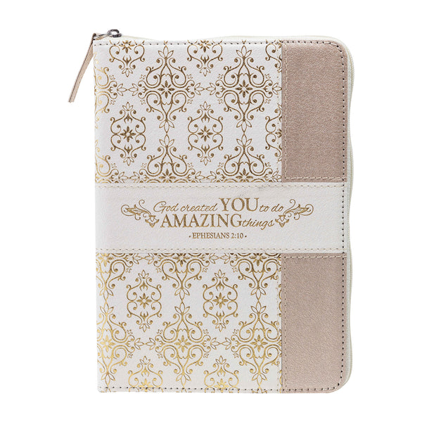 Divine Details: Zippered Journal Cream And Gold Amazing You