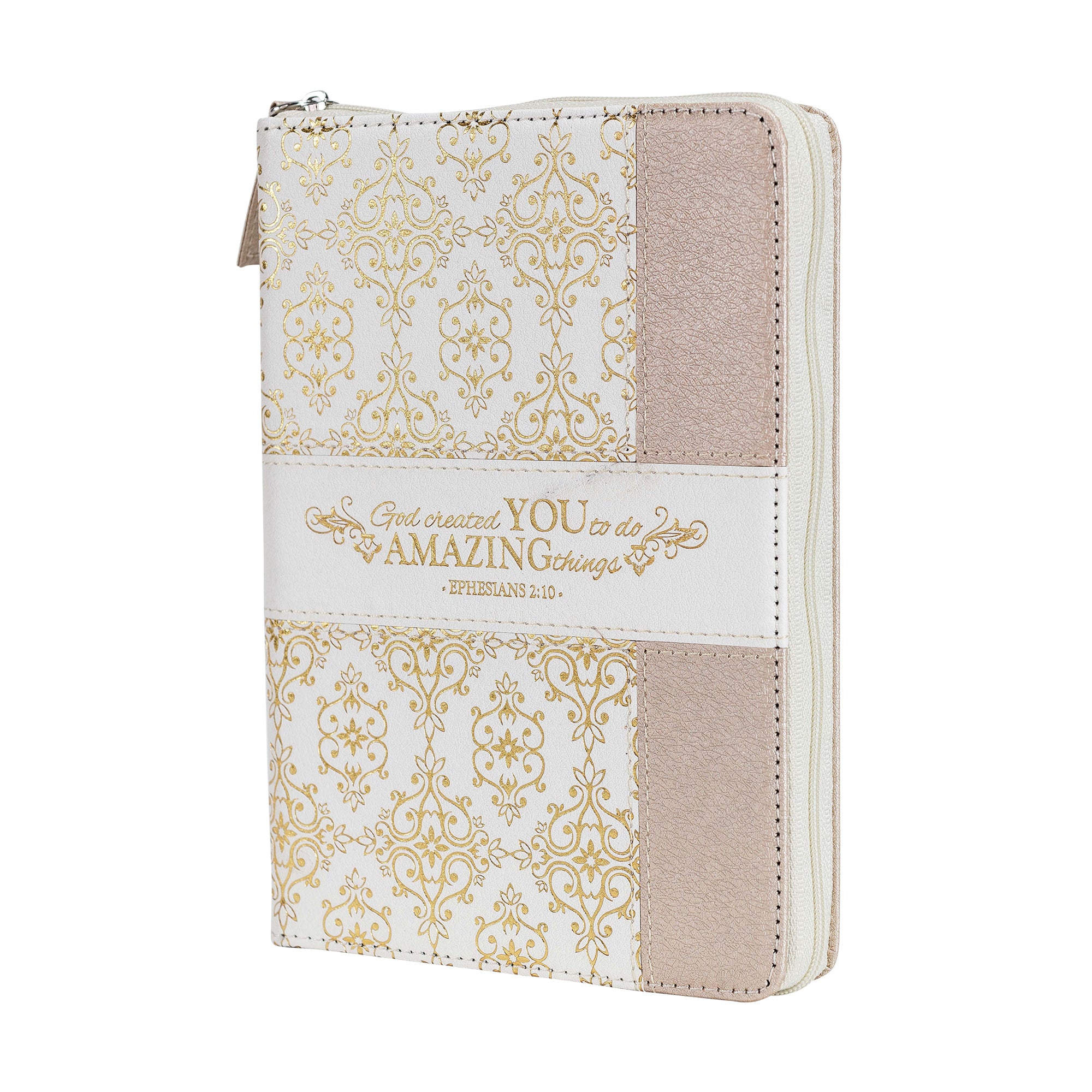 Divine Details: Zippered Journal Cream And Gold - Amazing You
