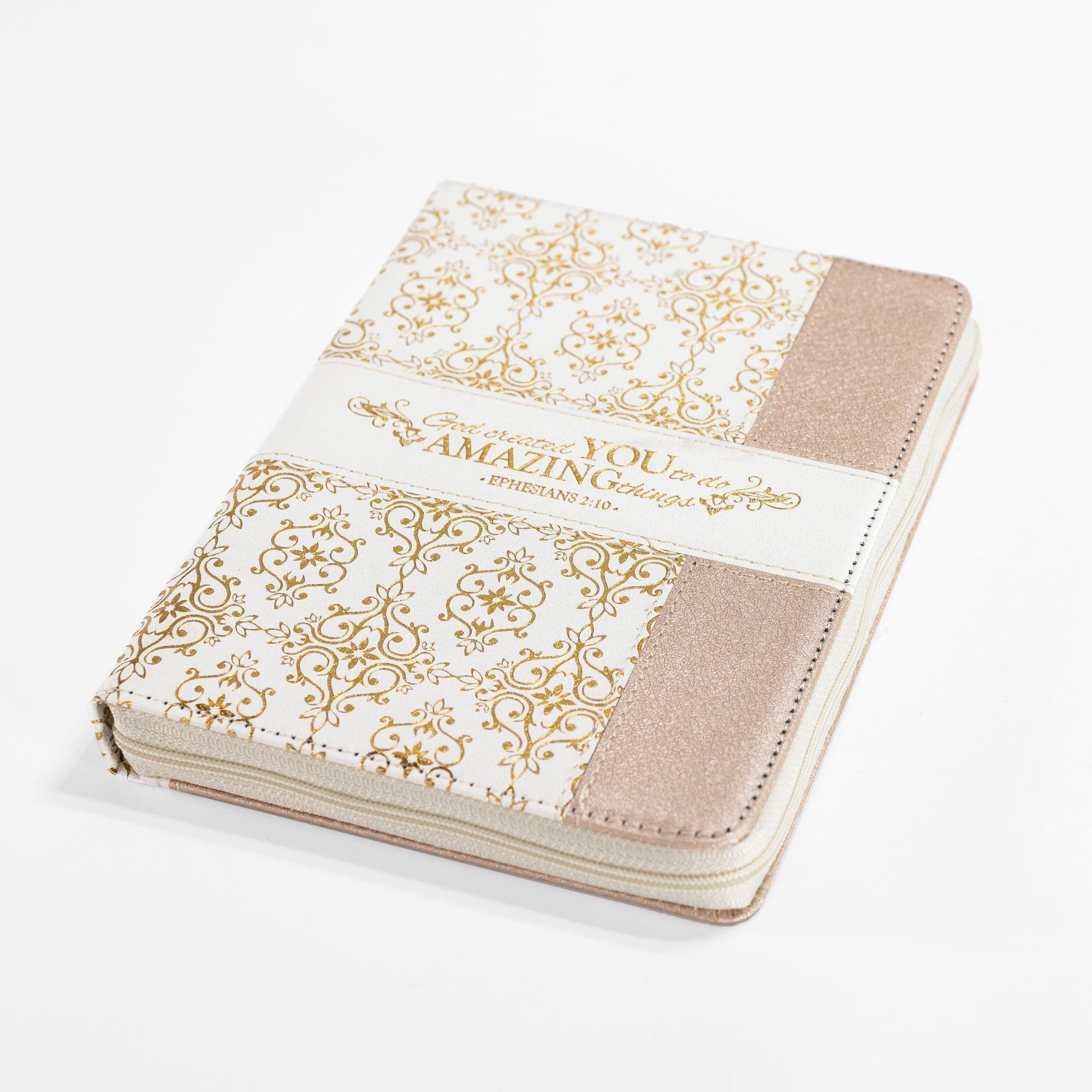 Divine Details: Zippered Journal Cream And Gold - Amazing You
