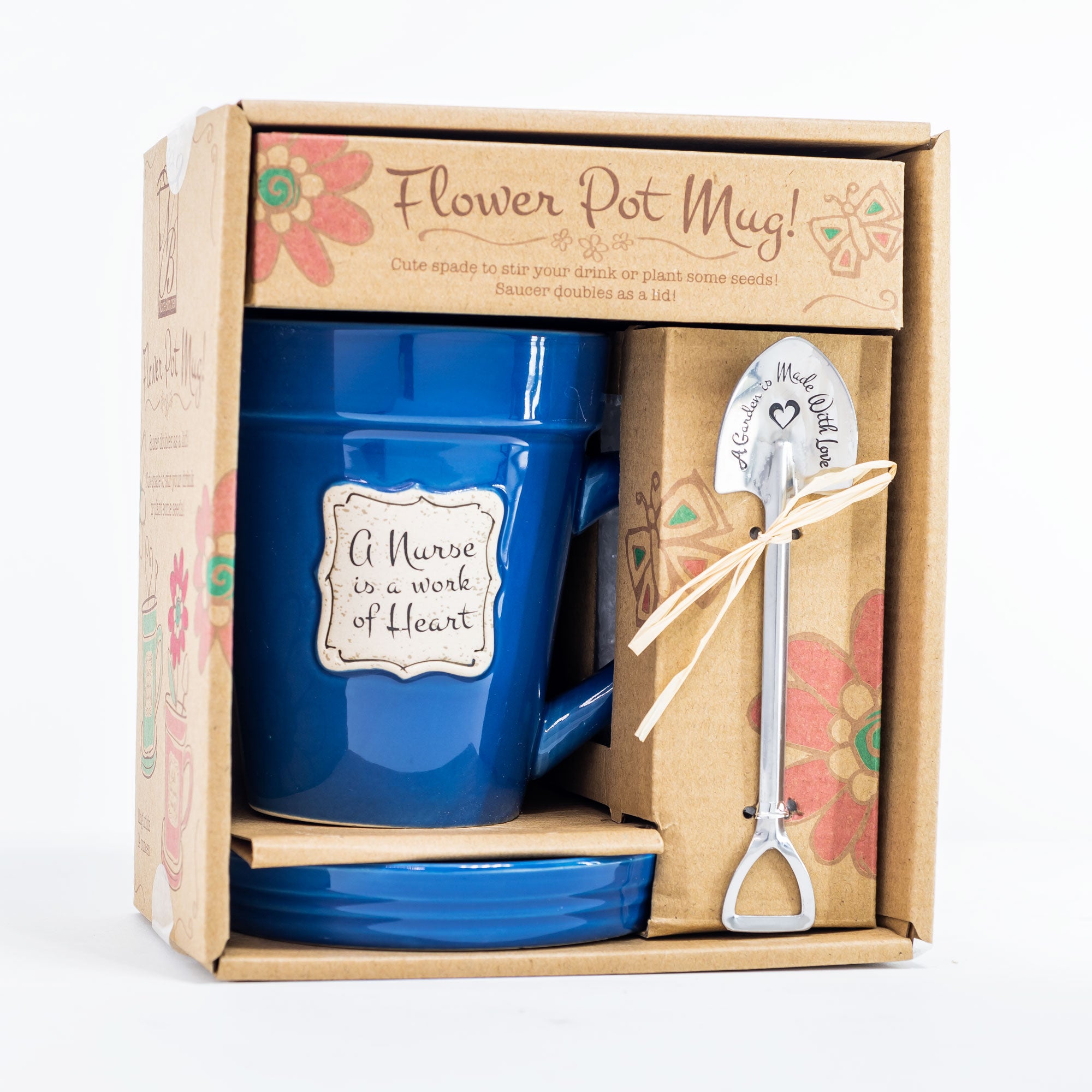 Blue Flower Pot Mug: - Nurse