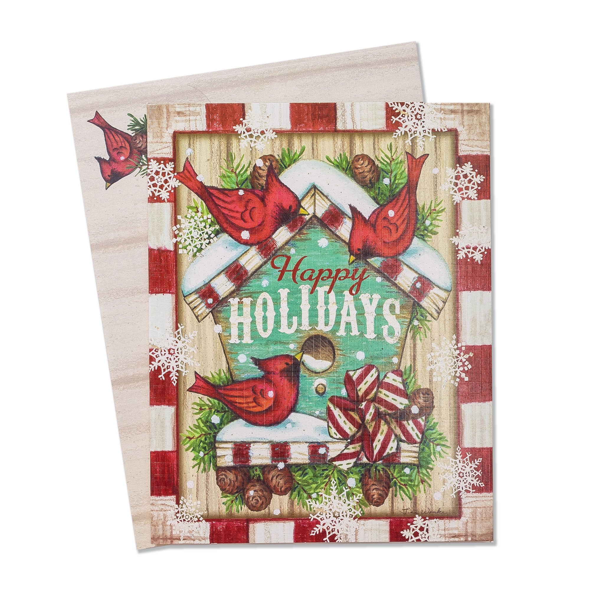 Boxed Christmas Cards: Happy Holidays Cardinals Birdhouse