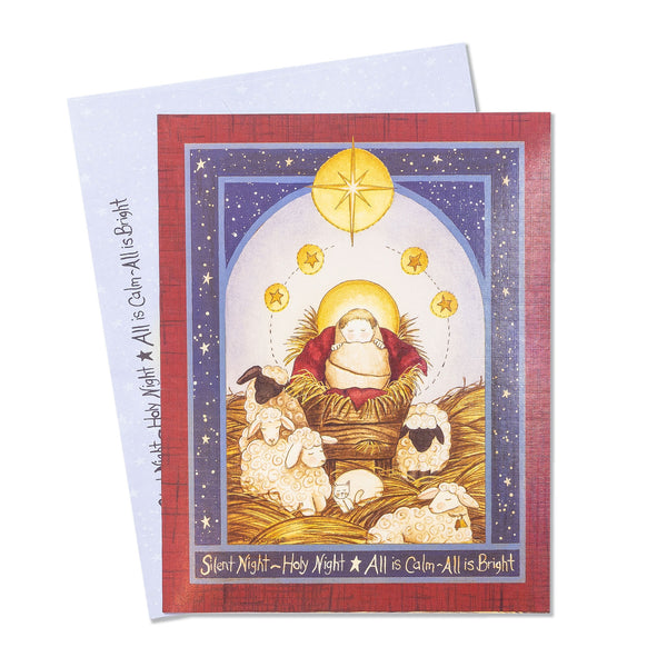 Boxed Christmas Cards: Silent Night Creche Scene With Star And Sheep