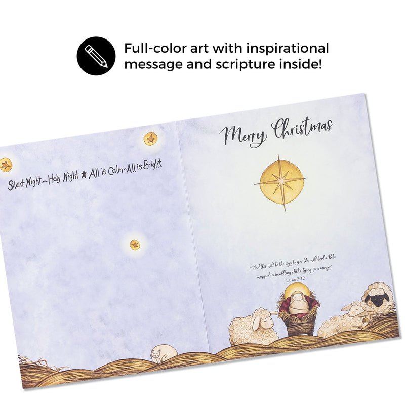 Boxed Christmas Cards: Silent Night Creche Scene With Star And Sheep