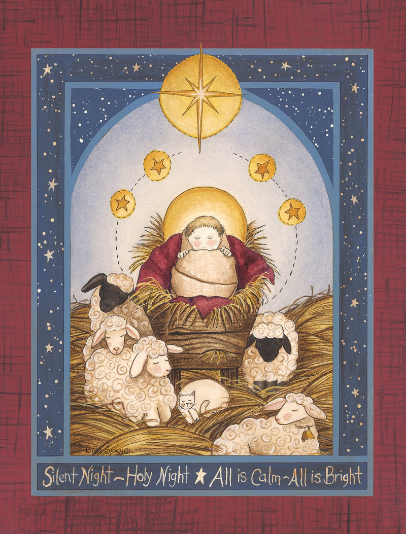 Divinity Boutique Boxed Christmas Cards: Silent Night Creche Scene With Star And Sheep