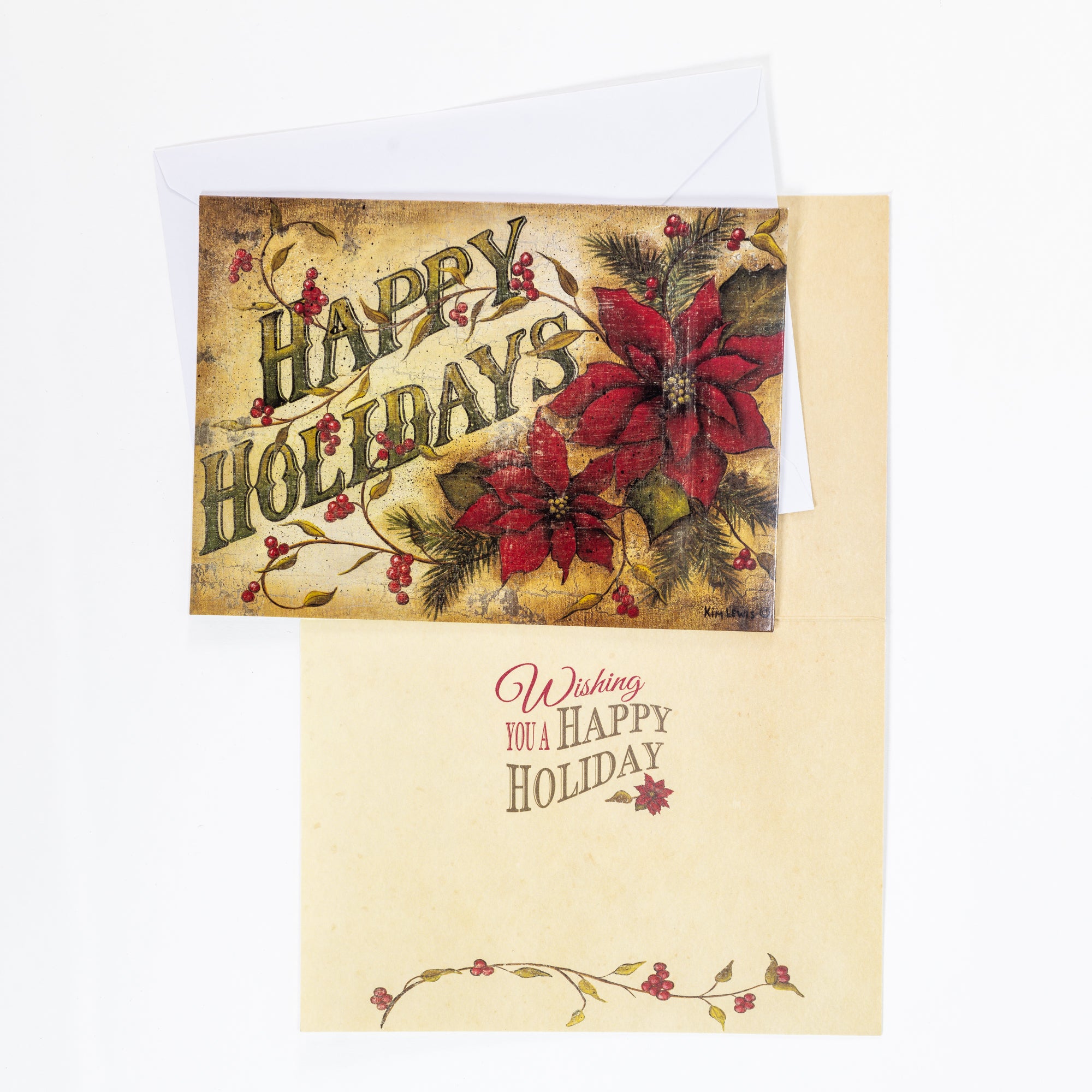 Single Christmas Card Set of 6: Vintage Happy Holidays