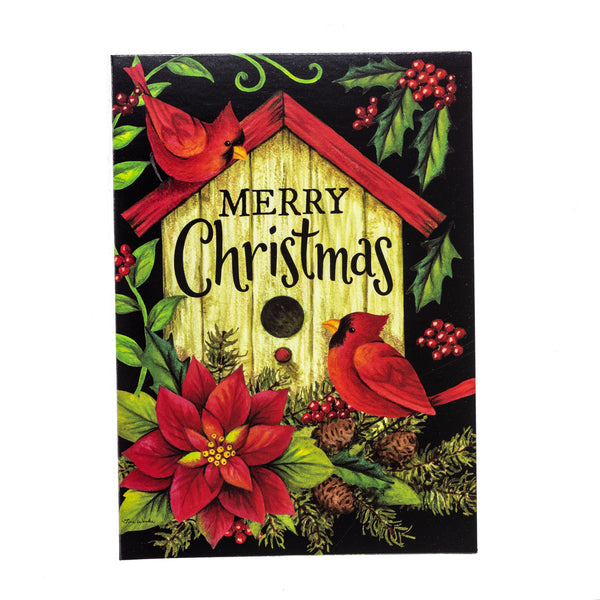 Single Christmas Cards Set of 6: Merry Christmas Cardinal Birdhouse