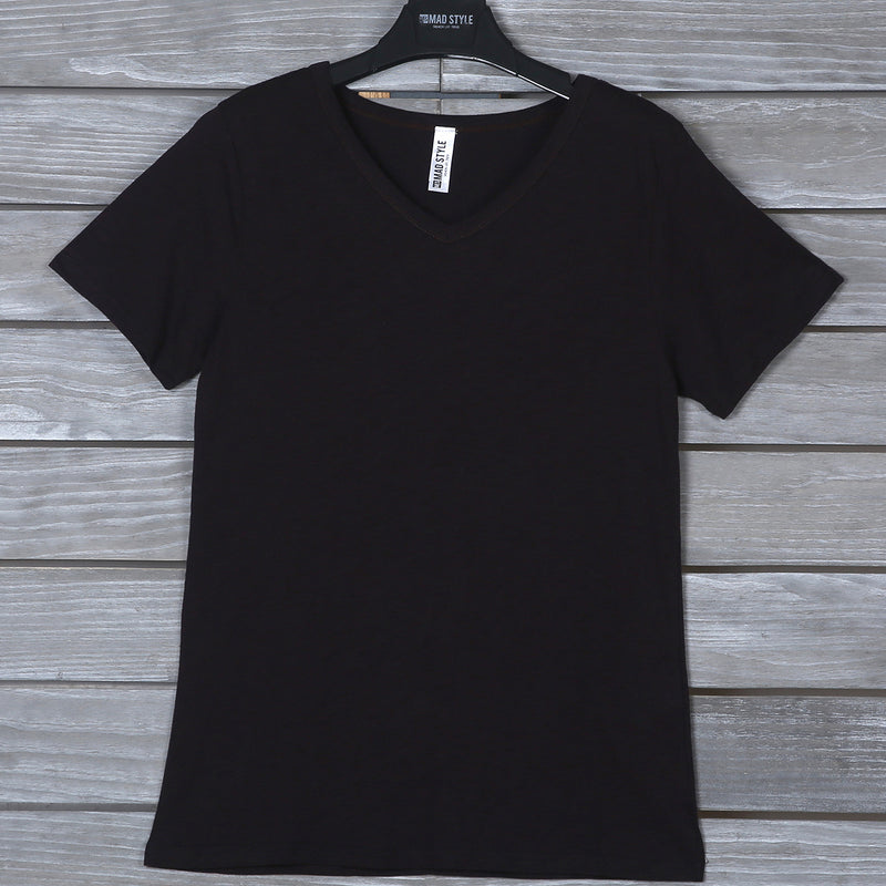 M2O: L/XL Black V-Neck Mens T- Shirt