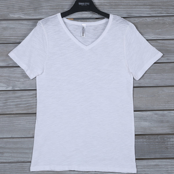 M2O: L/XL White V-Neck Mens T- Shirt
