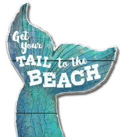 Oak Patch Gifts Coastal: Wooden Magnet: Get Your Tail to the Beach